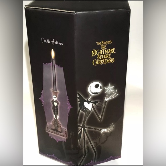 DISNEY RARE NIGHTMARE BEFORE CHRISTMAS CANDLE HOLDERS JACK & SALLY OPEN BOX - Picture 2 of 9